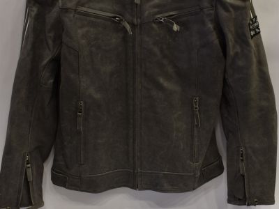 Kožená bunda na motorku šedá