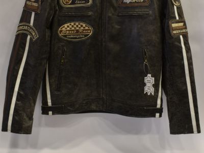 Kožená bunda na motorku černošedá