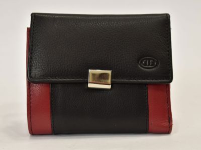 KOŽENÁ PENĚŽENKA ČERNÁ ČERVENÁ